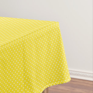 Yellow and White Polka Dots Tablecloth