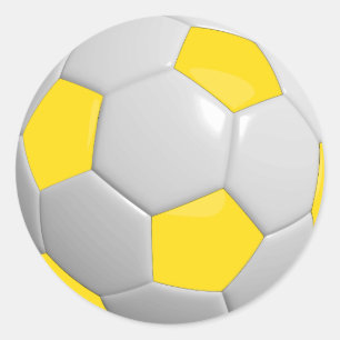Yellow and White Soccer Ball Classic Round Sticker