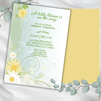 Yellow and White Spring Flowers Baby Shower Invitation