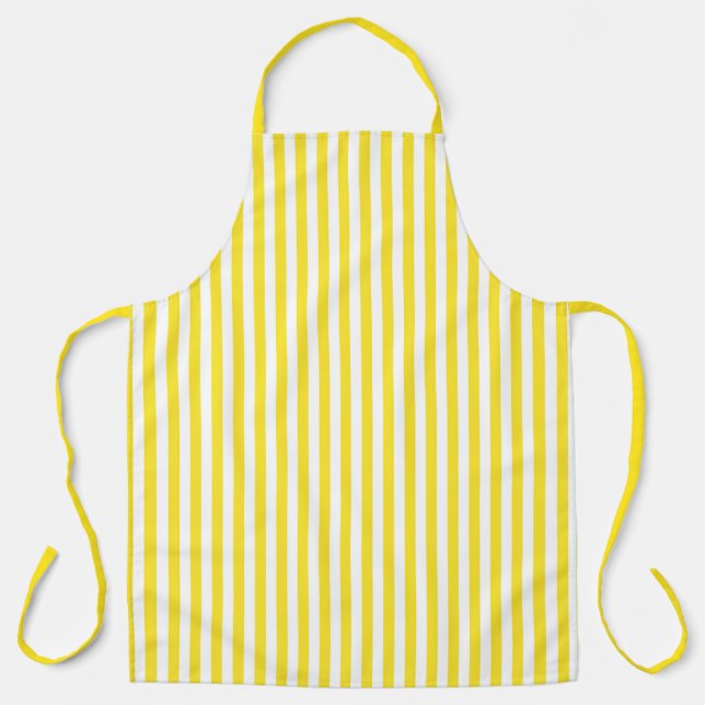 Yellow And White Stripe Pattern Apron (Front)