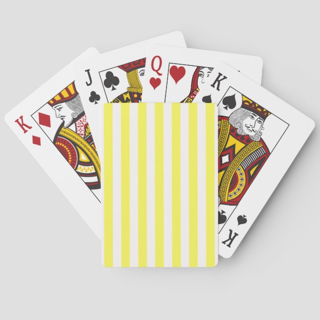 Yellow and White Stripe Pattern Playing Cards (Back)