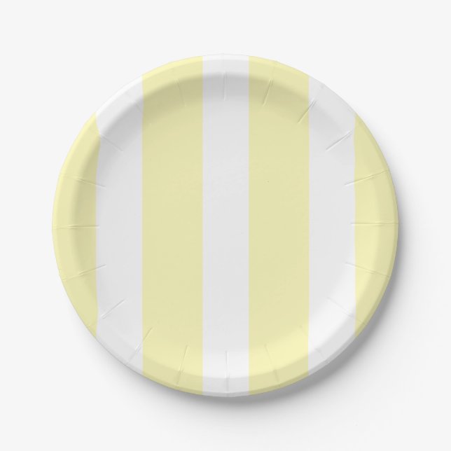 Yellow and White Striped Paper Plates (Front)