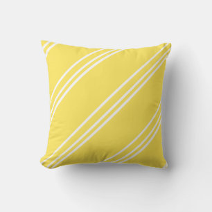 Yellow and White Striped Square Throw Pillow