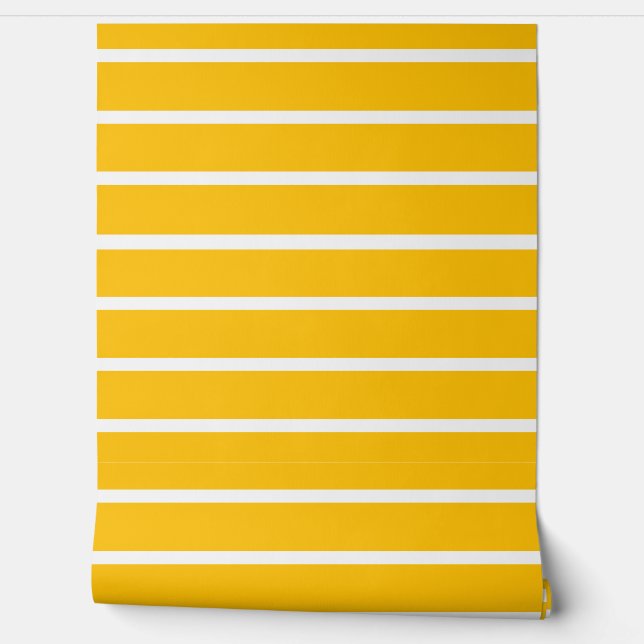 Yellow and White Stripes Design Wallpaper (Unrolling)