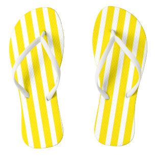 Yellow and White Stripes Flip Flops