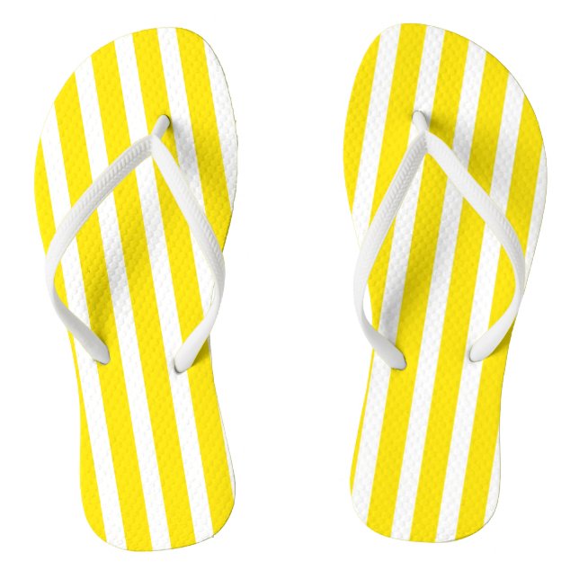 Yellow and White Stripes Flip Flops (Footbed)