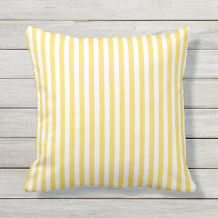 Yellow and White Stripes Pattern Outdoor Cushion
