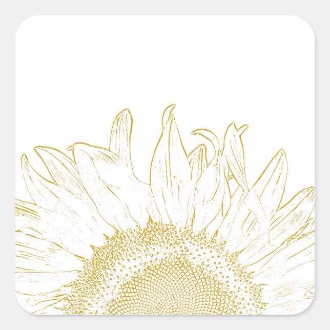 Yellow and White Sunflower Graphic Square Sticker (Front)