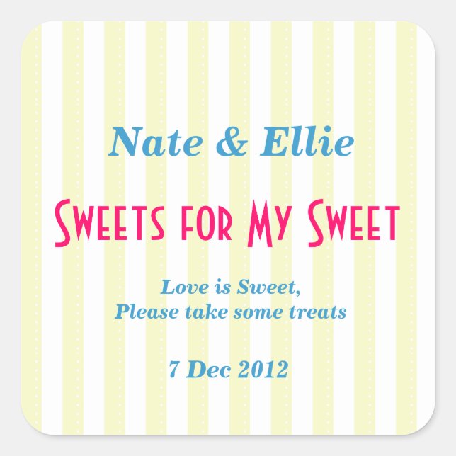 Yellow and white "sweets for my Sweet" Sticker (Front)
