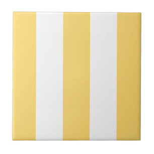 Yellow And White Vertikal Stripes  Tile