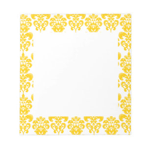 Yellow and White Vintage Damask Pattern 2 Notepad