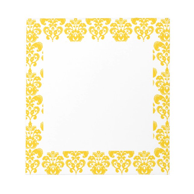 Yellow and White Vintage Damask Pattern 2 Notepad (Front)