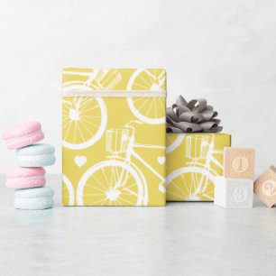 Yellow and White Vintage Retro Bicycle  Wrapping Paper