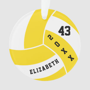 Yellow and White Volleyball 4   DIY Name Ornament
