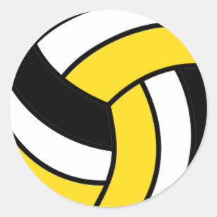 Yellow and White Volleyball Classic Round Sticker