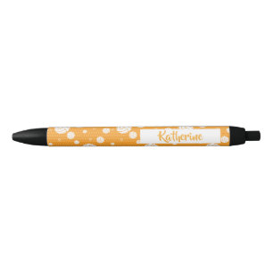 Yellow and White Volleyball Pattern Black Ink Pen