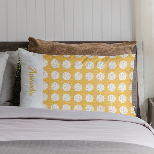 Yellow and White Volleyball Pattern Pillowcase (Creator Uploaded)