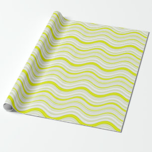 Yellow and white wavy stripes wrapping paper