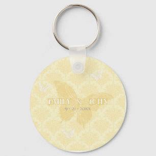 Yellow and White Wedding Butterflies Key Ring
