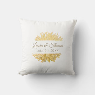 Yellow and White Wedding Cushion