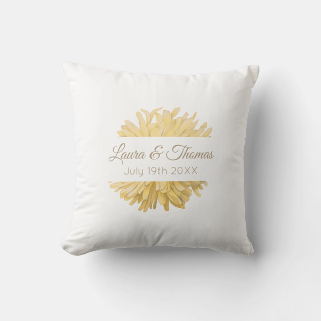 Yellow and White Wedding Cushion (Front)