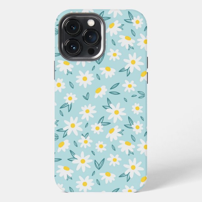 Yellow and White Whimsical Daisy pattern Glossy  iPhone Case (Back)