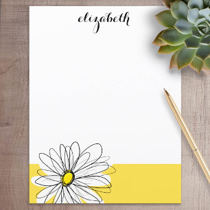Yellow and White Whimsical Daisy with Custom Text
