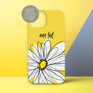 Yellow and White Whimsical Daisy with Custom Text