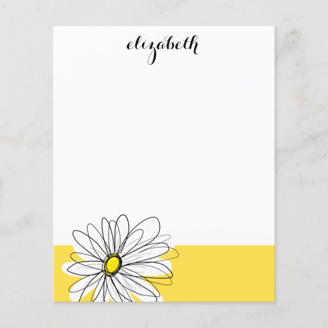 Yellow and White Whimsical Daisy with Custom Text (Front)