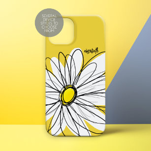 Yellow and White Whimsical Daisy with Custom Text Case-Mate iPhone Case