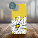 Yellow and White Whimsical Daisy with Custom Text Case-Mate iPhone 14 Pro Max Case<br><div class="desc">A zen and whimsical,  hipster piece of art. You can add a name,  monogram or other custom text. If you need to move the art around,  click on the customise button to make changes.</div>
