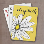 Yellow and White Whimsical Daisy with Custom Text Playing Cards<br><div class="desc">A zen and whimsical,  hipster piece of art. You can add a name,  monogram or other custom text. If you need to move the art around,  click on the customise button to make changes.</div>