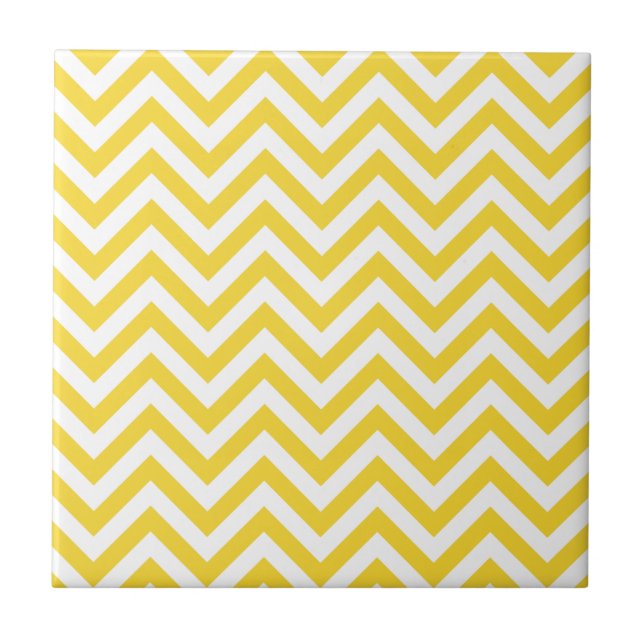 Yellow and White Zigzag Stripes Chevron Pattern Tile (Front)