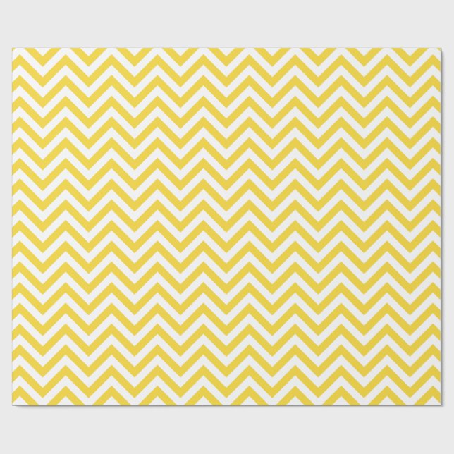Yellow and White Zigzag Stripes Chevron Pattern Wrapping Paper (Flat)