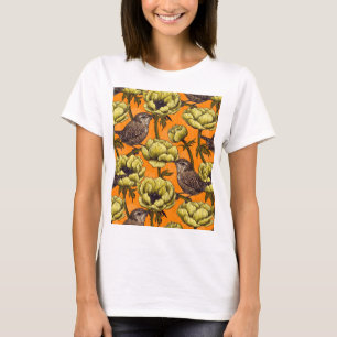 Yellow anemone flowers and wrens T-Shirt