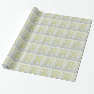 Yellow Angel Awareness Ribbon Wrapping Paper