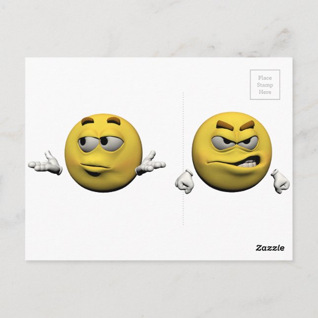 Yellow angry emoticon or postcard (Back)