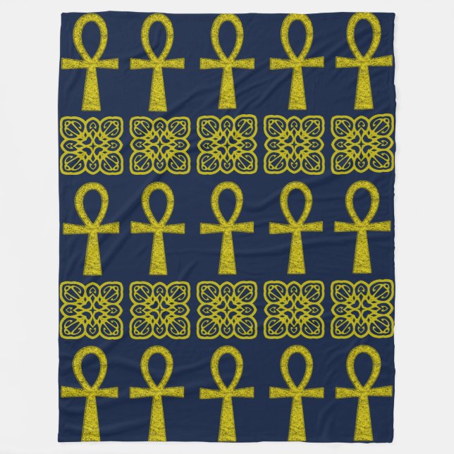 Yellow Ankh Fleece Blanket (Front)