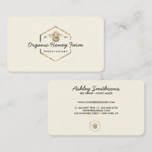 Yellow Apiarist Logo Gold Bumble Bee Honeycomb Business Card
