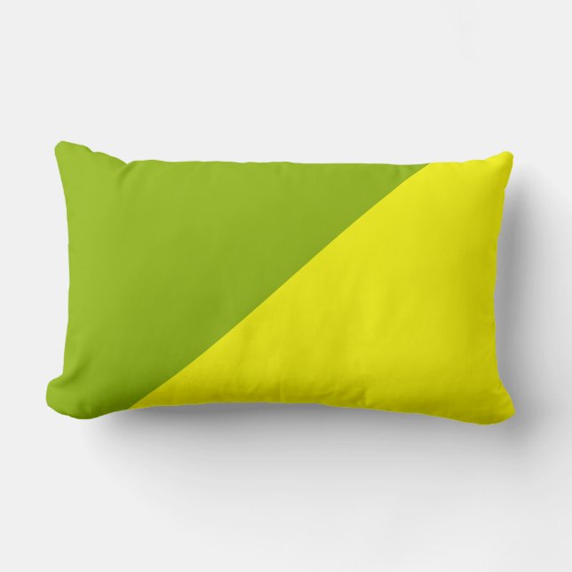 Yellow & Apple green Solid Colour Background Lumbar Cushion (Front)