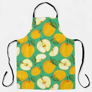 Yellow Apple: Juicy Watercolor Pattern. Apron
