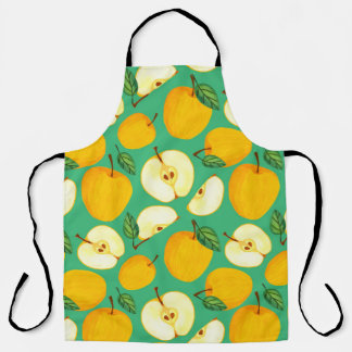 Yellow Apple: Juicy Watercolor Pattern. Apron