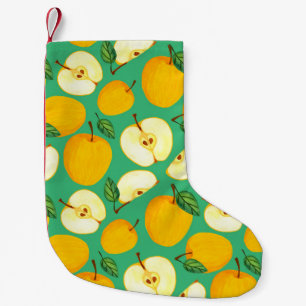 Yellow Apple: Juicy Watercolor Pattern. Small Christmas Stocking