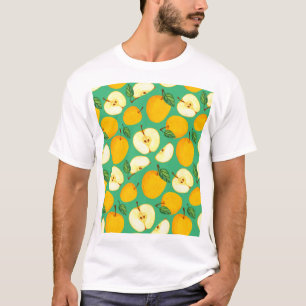 Yellow Apple: Juicy Watercolor Pattern. T-Shirt