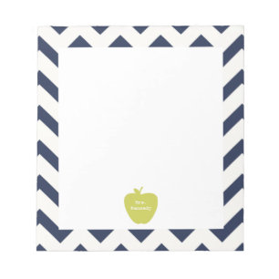 Yellow Apple Navy Chevron Teacher Notepad