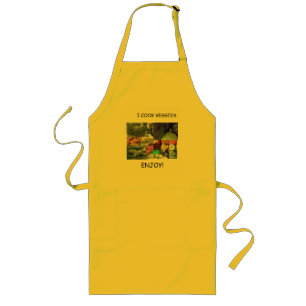YELLOW APRON: I COOK VEGGIES, ENJOY! LONG APRON