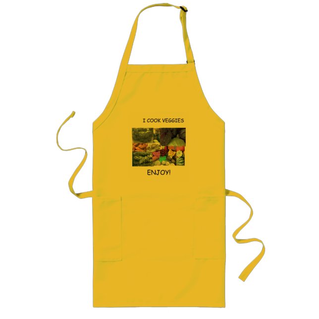 YELLOW APRON: I COOK VEGGIES, ENJOY! LONG APRON (Front)