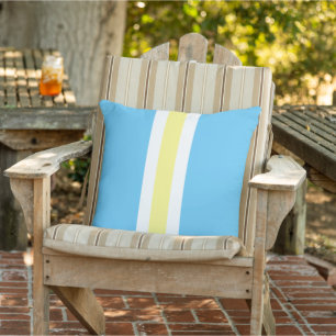 Yellow Aqua Blue Cabana Stripe Cushion
