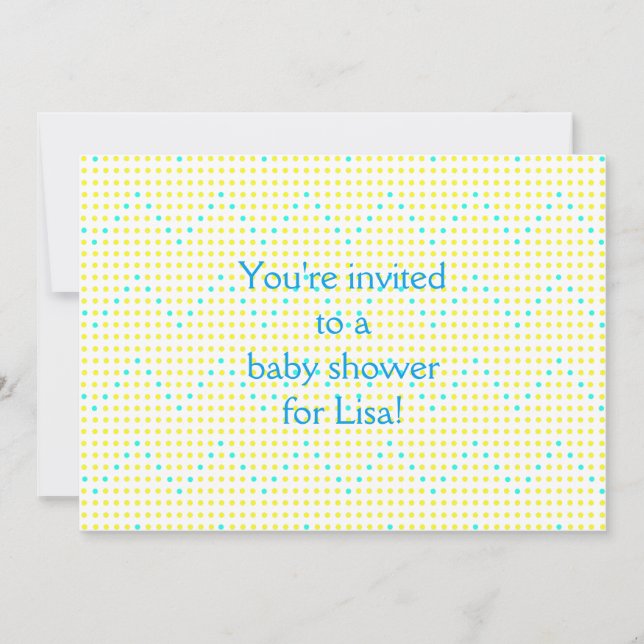 Yellow Aqua Chevron Dots Baby Shower Invitations (Front)