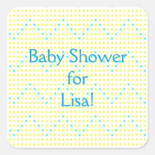 Yellow Aqua Chevron Dots Baby Shower Stickers